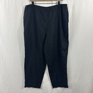J. Jill Black 100% Linen Crop Straight Leg Pull On Pants Womens XL Lagenlook